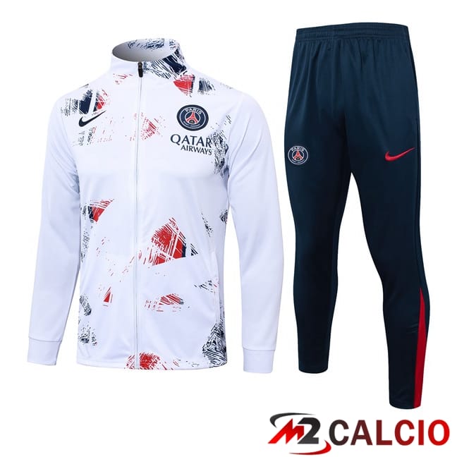 Insieme Tuta Calcio - Giacca Paris PSG Bianco 2024/2025