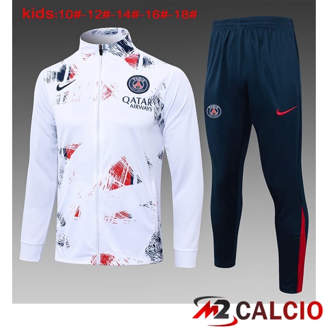 Insieme Tuta Calcio - Giacca Paris PSG Bambino Bianco 2024/2025