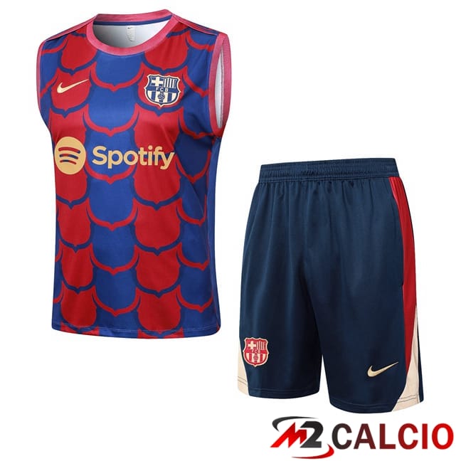 Canotta Allenamento FC Barcellona + Pantaloncini Rosso Blu 2024/2025