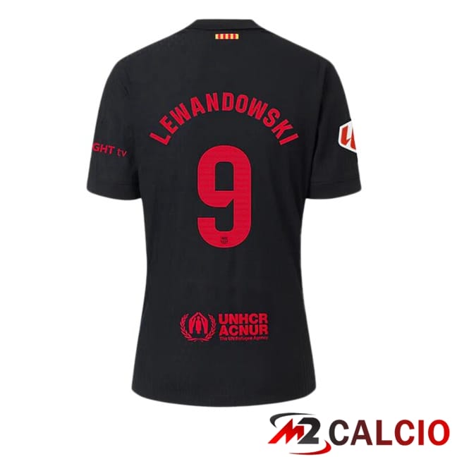 Maglie Calcio FC Barcellona (LEWANDOWSKI 9) Seconda Nero 2024/2025