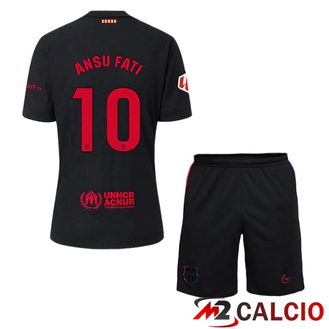 Maglie Calcio FC Barcellona (ANSU FATI 10) Bambino Seconda Nero 2024/2025