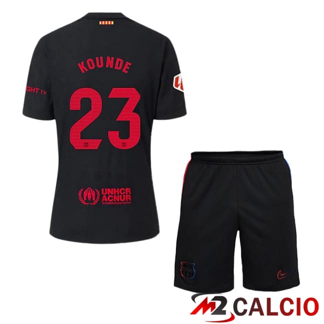 Maglie Calcio FC Barcellona (KOUNDE 23) Bambino Seconda Nero 2024/2025