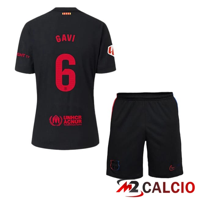 Maglie Calcio FC Barcellona (GAVI 6) Bambino Seconda Nero 2024/2025