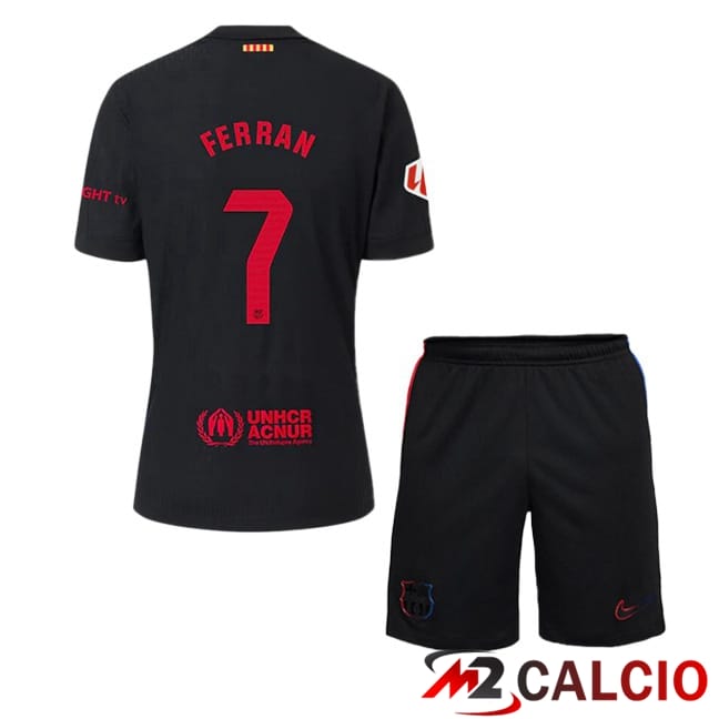 Maglie Calcio FC Barcellona (FERRAN 7) Bambino Seconda Nero 2024/2025
