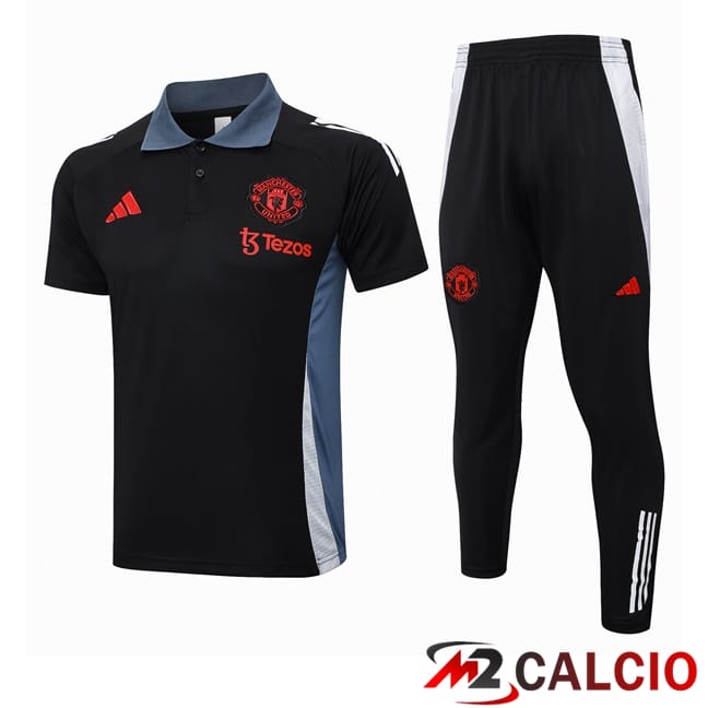 Insieme Polo Manchester United + Pantaloni Nero 2024/2025