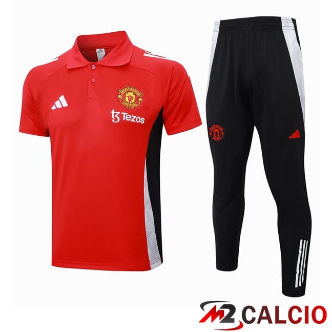 Insieme Polo Manchester United + Pantaloni Rosso 2024/2025