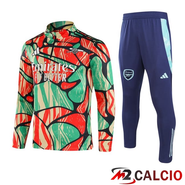 Insieme Tuta Calcio Arsenal Verde Rosso 2024/2025