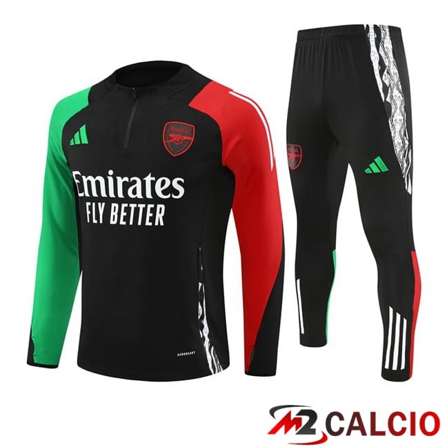 Insieme Tuta Calcio Arsenal Nero Verde Rosso 2024/2025
