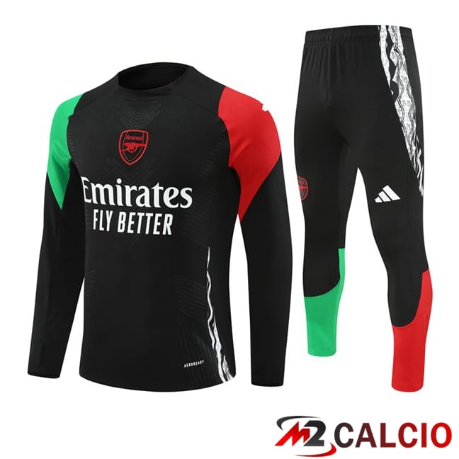 Insieme Tuta Calcio Arsenal Nero Verde Rosso 2024/2025