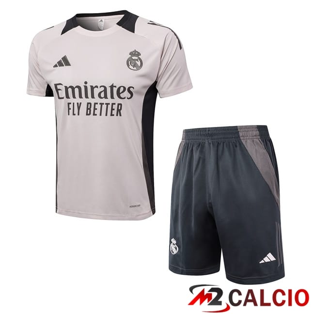 Insieme T Shirt Allenamento Real Madrid + Pantaloncini Grigio 2024/2025
