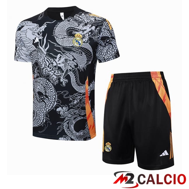 Insieme T Shirt Allenamento Real Madrid + Pantaloncini Nero 2024/2025