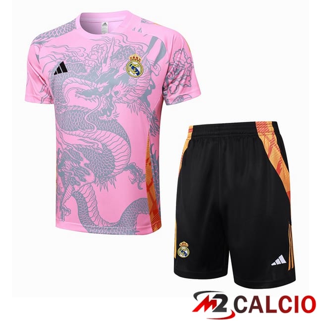Insieme T Shirt Allenamento Real Madrid + Pantaloncini Rosa 2024/2025