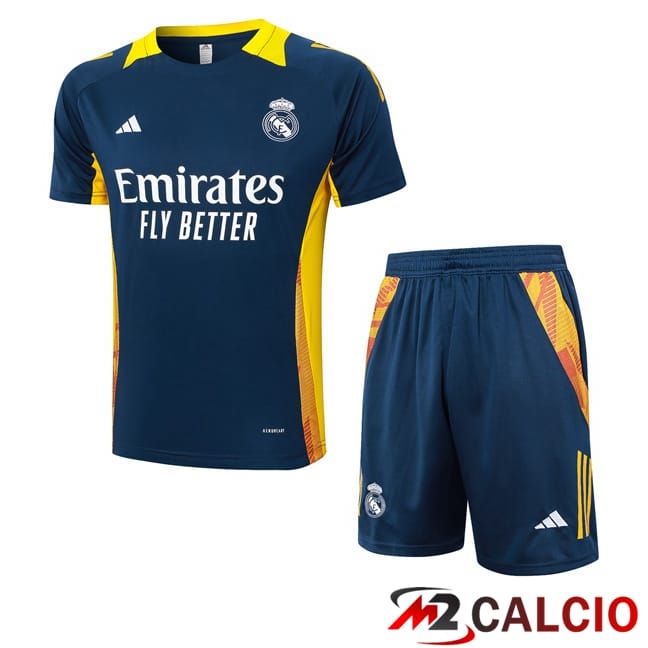 Insieme T Shirt Allenamento Real Madrid + Pantaloncini Blu Reale 2024/2025