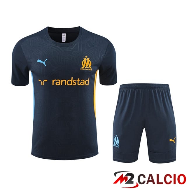 Insieme T Shirt Allenamento Marsiglia OM + Pantaloncini Blu Reale 2024/2025