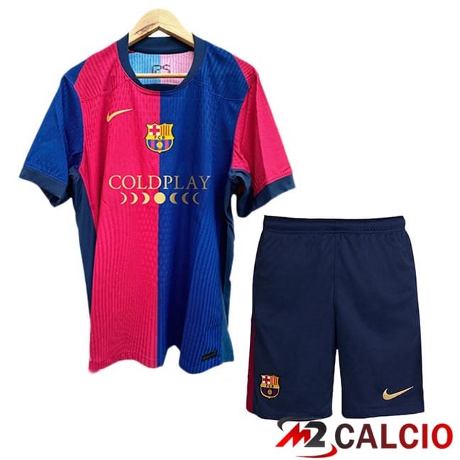Maglie Calcio FC Barcellona Bambino Prima COLDPLAY Blu Rosso 2024/2025