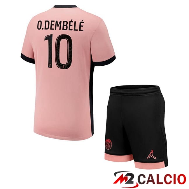 Maglie Calcio Paris PSG (O.Dembélé 10) Bambino Terza Rosa 2024/2025