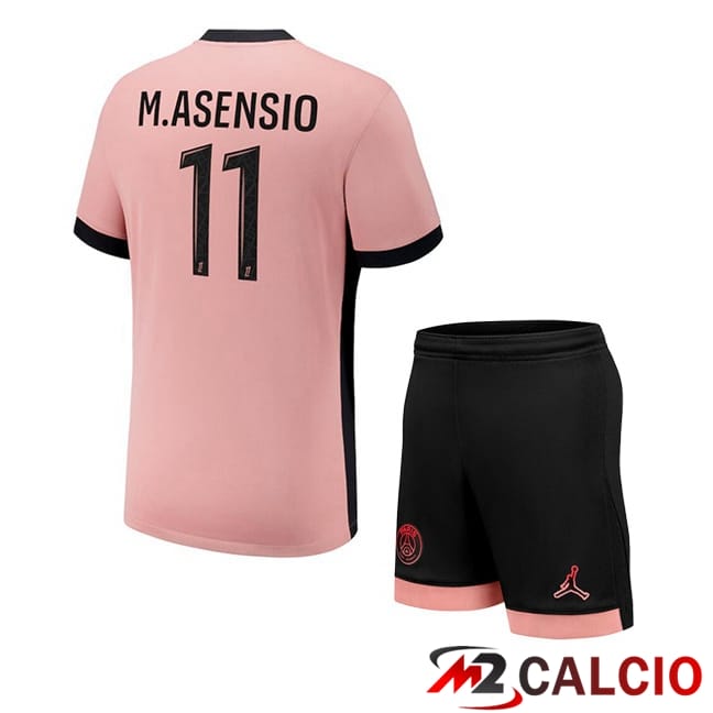 Maglie Calcio Paris PSG (M.Asensio 11) Bambino Terza Rosa 2024/2025