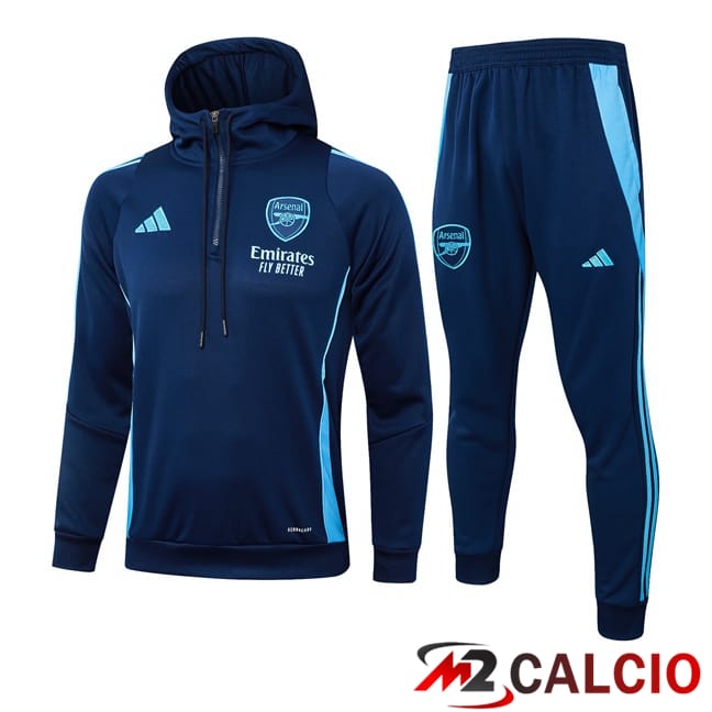 Tuta Calcio - Felpa Con Cappuccio Arsenal Blu Reale 2024/2025