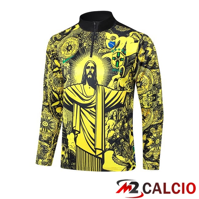 Felpa Allenamento Brasile Giallo Nero 2024/2025