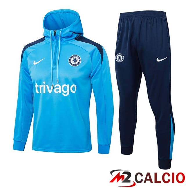 Tuta Calcio - Felpa Con Cappuccio FC Chelsea Blu 2024/2025