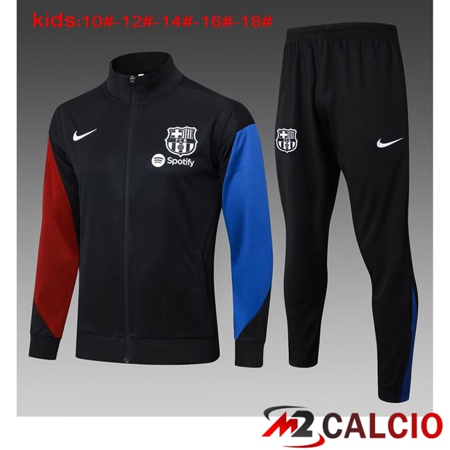 Insieme Tuta Calcio - Giacca FC Barcellona Bambino Nero 2024/2025