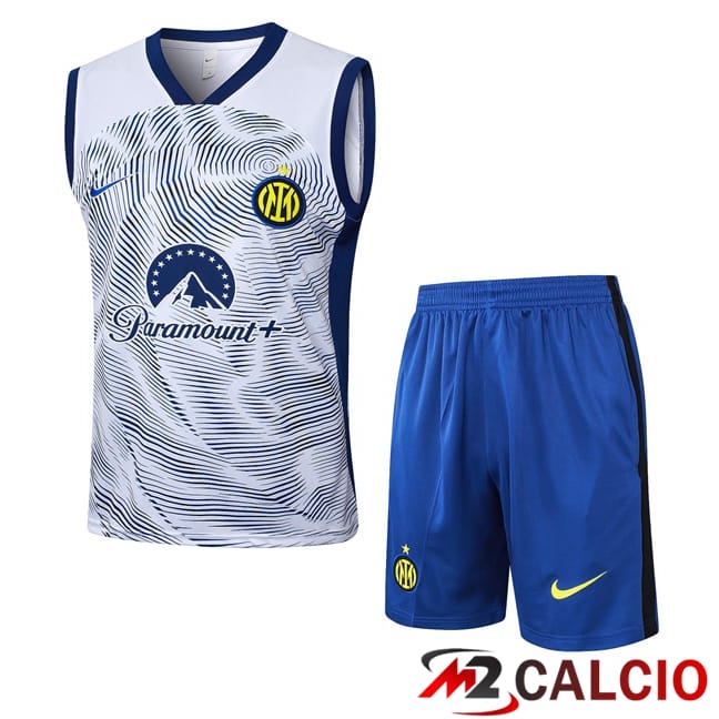 Canotta Allenamento Inter Milan + Pantaloncini Bianco 2024/2025