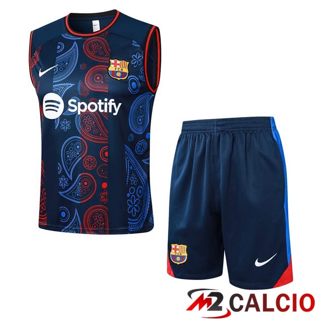 Canotta Allenamento FC Barcellona + Pantaloncini Blu Reale 2024/2025