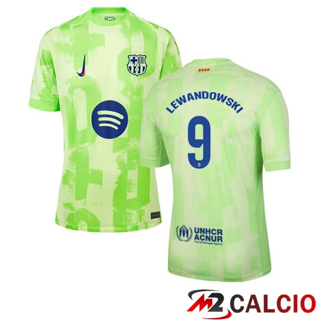 Maglie Calcio FC Barcellona (LEWANDOWSKI 9) Terza Verde 2024/2025