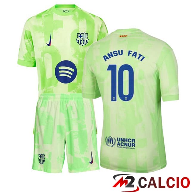 Maglie Calcio FC Barcellona (ANSU FATI 10) Bambino Terza Verde 2024/2025