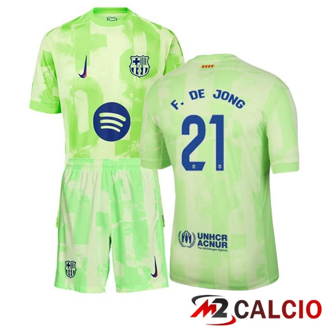 Maglie Calcio FC Barcellona (F. DE JONG 21) Bambino Terza Verde 2024/2025