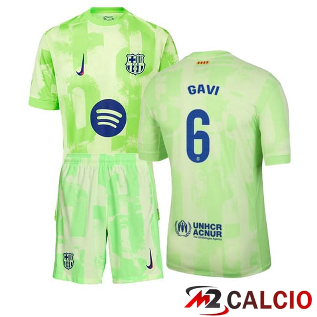 Maglie Calcio FC Barcellona (GAVI 6) Bambino Terza Verde 2024/2025