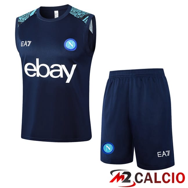 Canotta Allenamento SSC Napoli + Pantaloncini Blu Reale 2024/2025