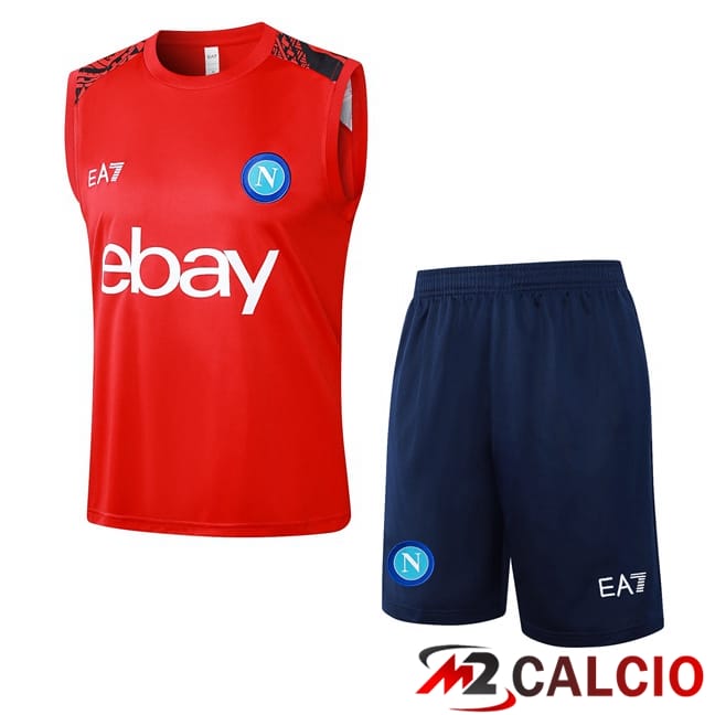 Canotta Allenamento SSC Napoli + Pantaloncini Rosso 2024/2025