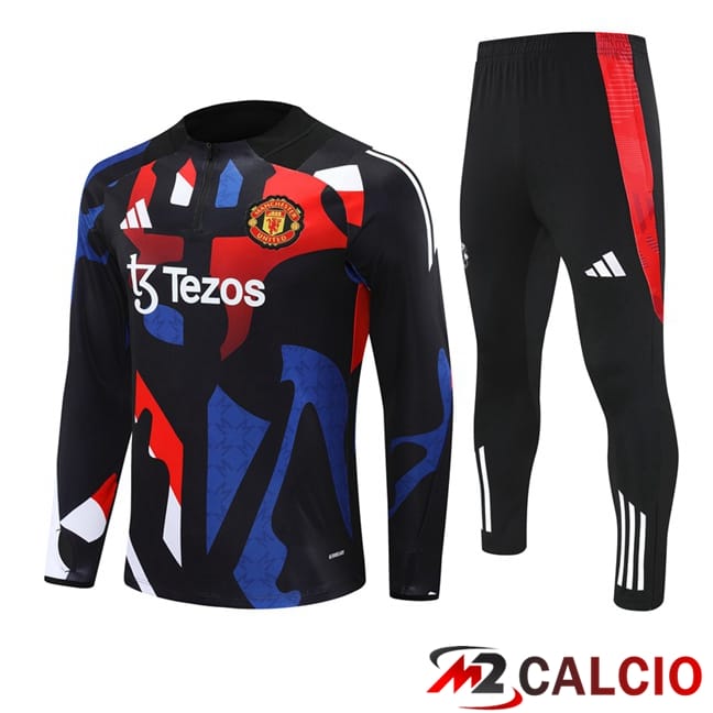 Insieme Tuta Calcio Manchester United Nero Rosso 2024/2025