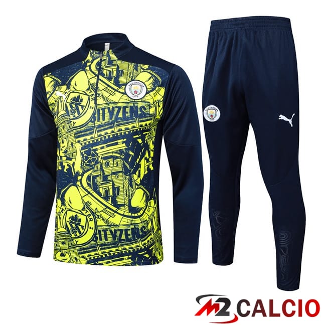Insieme Tuta Calcio Manchester City Verde Blu Reale 2024/2025