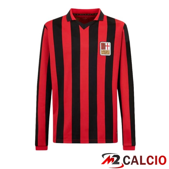 Maglie Calcio AC Milan Edizione 125° anniversario Manica Lunga Rosso Nero 2024/2025
