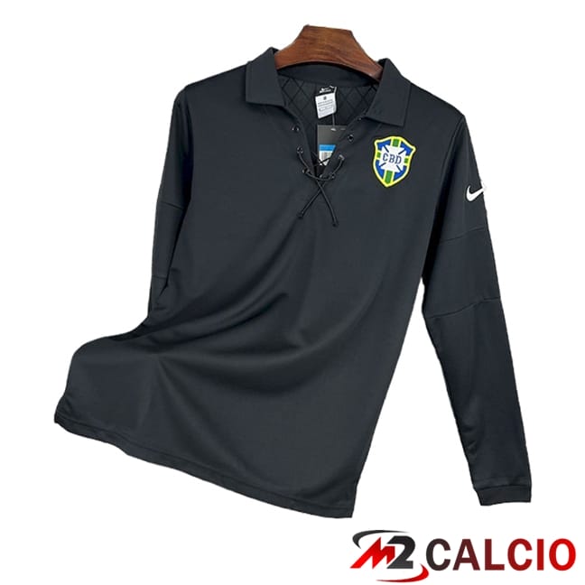 Maglie Calcio Brasile Retro Manica Lunga Edizione Speciale Nero 2004