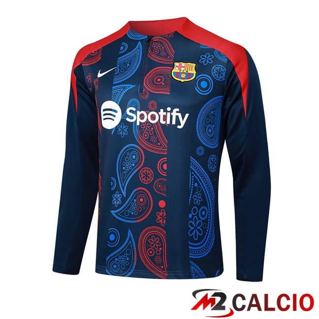 Felpa Allenamento FC Barcellona Blu Reale Rosso 2024/2025