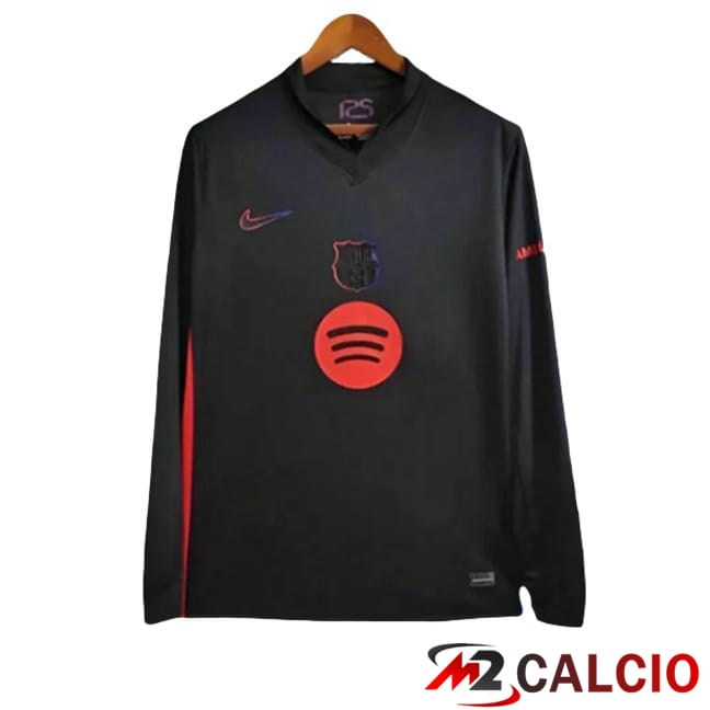 Maglie Calcio FC Barcellona Seconda Manica Lunga Nero 2024/2025