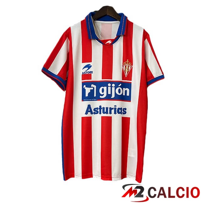 Maglie Calcio Sporting Gijon Retro Prima Bianco Rosso 2001-2002