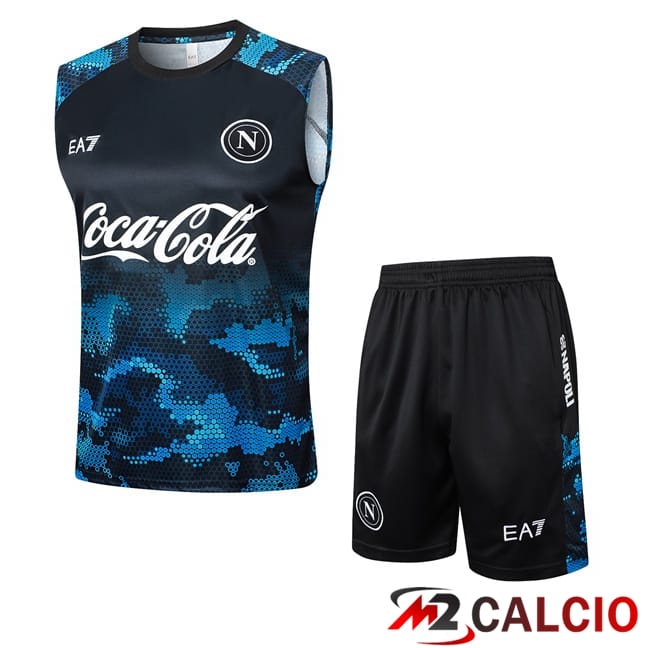 Canotta Allenamento SSC Napoli + Pantaloncini Blu Nero 2024/2025