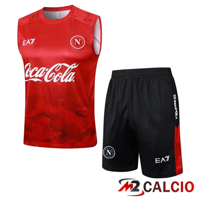 Canotta Allenamento SSC Napoli + Pantaloncini Rosso 2024/2025