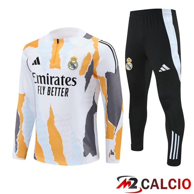 Insieme Tuta Calcio Real Madrid Bianco Giallo 2025/2026