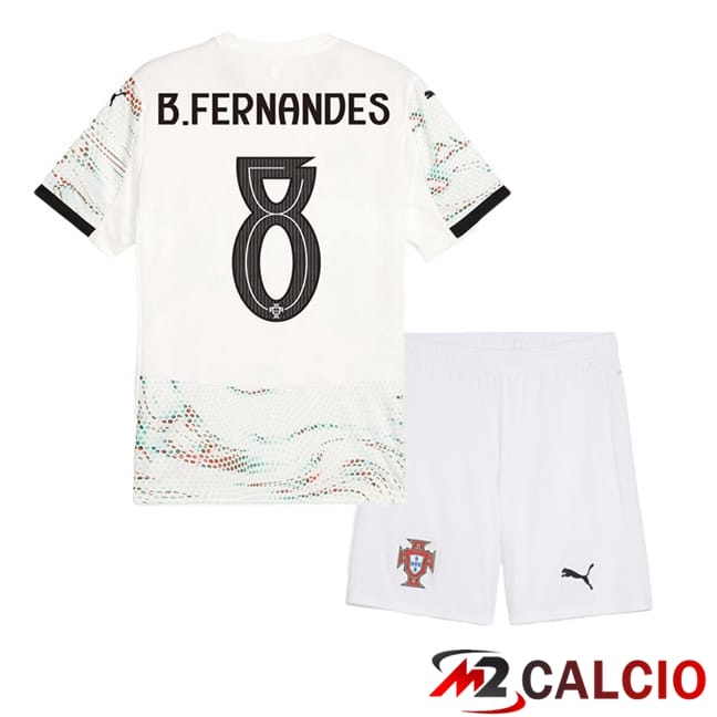 Maglie Calcio Portogallo (B. FERNANDES 8) Bambino Seconda Bianco 2025/2026