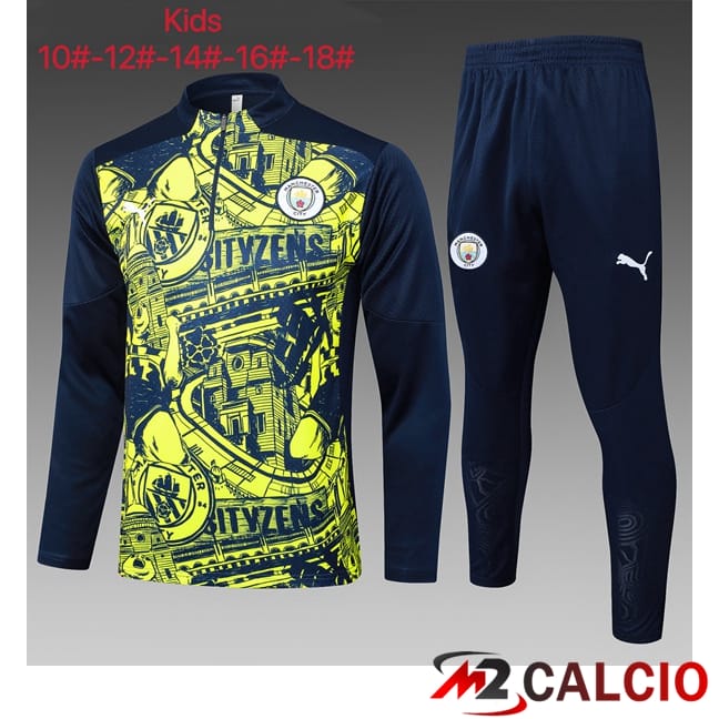 Insieme Tuta Calcio Manchester City Bambino Verde Blu Reale 2025/2026