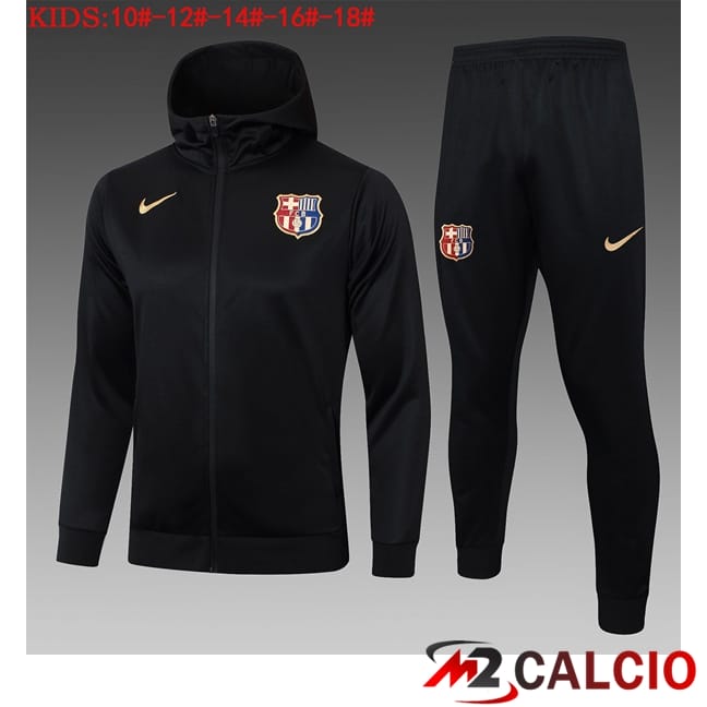 Giacca Con Cappuccio Tuta Calcio FC Barcellona Bambino Nero 2025/2026