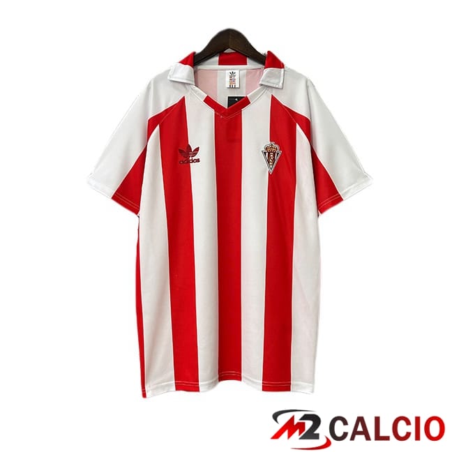 Maglie Calcio Sporting Gijon Retro Prima Bianco Rosso 1986-1987