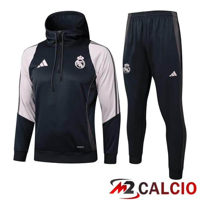 Tuta Calcio - Felpa Con Cappuccio Real Madrid Nero Rosa 2025/2026