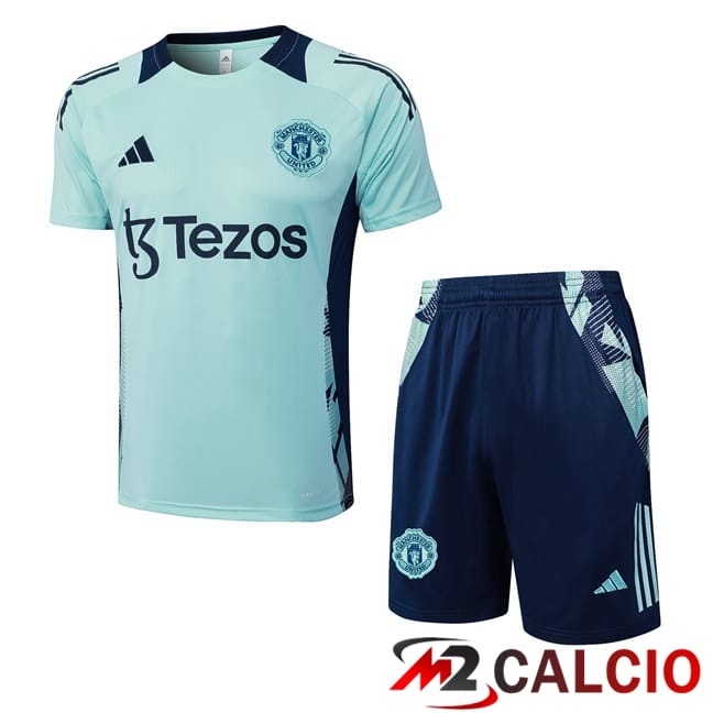 Insieme T Shirt Allenamento Manchester United + Pantaloncini Verde 2025/2026