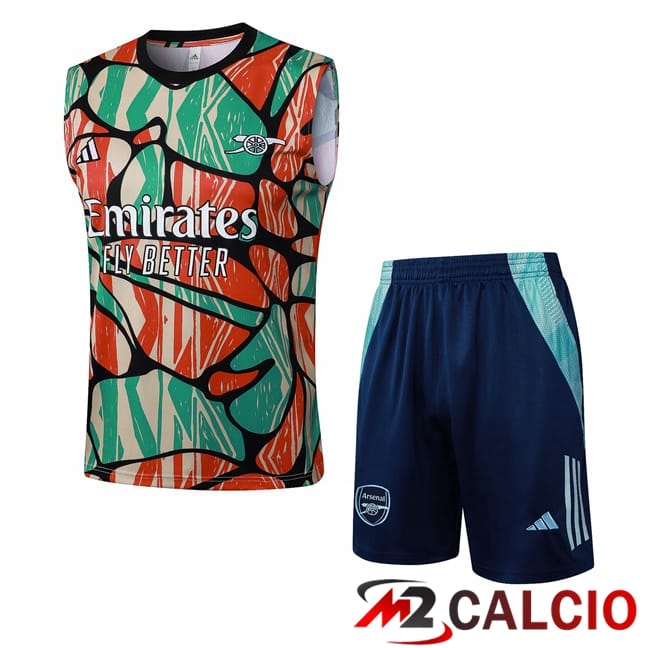 Canotta Allenamento Arsenal + Pantaloncini Rosso Verde 2025/2026